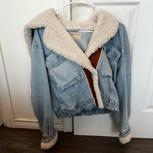 Free People Hooded Denim Jacket Size: S